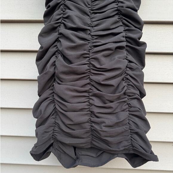 Lulus size M Confidence Is Key Black Ruched Bodycon Dress Puff Sleeves - Picture 6 of 10